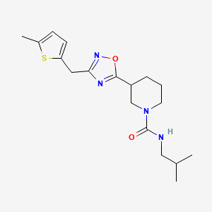 molecular formula C18H26N4O2S B7036613 N-(2-methylpropyl)-3-[3-[(5-methylthiophen-2-yl)methyl]-1,2,4-oxadiazol-5-yl]piperidine-1-carboxamide 
