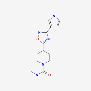 molecular formula C15H21N5O2 B7036657 N,N-dimethyl-4-[3-(1-methylpyrrol-3-yl)-1,2,4-oxadiazol-5-yl]piperidine-1-carboxamide 