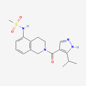 molecular formula C17H22N4O3S B7036707 N-[2-(5-propan-2-yl-1H-pyrazole-4-carbonyl)-3,4-dihydro-1H-isoquinolin-5-yl]methanesulfonamide 
