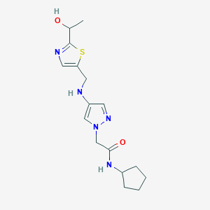 molecular formula C16H23N5O2S B7036709 N-cyclopentyl-2-[4-[[2-(1-hydroxyethyl)-1,3-thiazol-5-yl]methylamino]pyrazol-1-yl]acetamide 