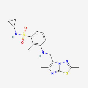 molecular formula C17H21N5O2S2 B7036822 N-cyclopropyl-3-[(2,6-dimethylimidazo[2,1-b][1,3,4]thiadiazol-5-yl)methylamino]-2-methylbenzenesulfonamide 