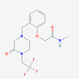 molecular formula C16H20F3N3O3 B7036885 N-methyl-2-[2-[[3-oxo-4-(2,2,2-trifluoroethyl)piperazin-1-yl]methyl]phenoxy]acetamide 