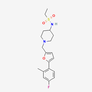 molecular formula C19H25FN2O3S B7036987 N-[1-[[5-(4-fluoro-2-methylphenyl)furan-2-yl]methyl]piperidin-4-yl]ethanesulfonamide 