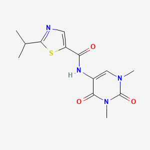 molecular formula C13H16N4O3S B7037064 N-(1,3-dimethyl-2,4-dioxopyrimidin-5-yl)-2-propan-2-yl-1,3-thiazole-5-carboxamide 