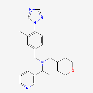 molecular formula C23H29N5O B7037065 N-[[3-methyl-4-(1,2,4-triazol-1-yl)phenyl]methyl]-N-(oxan-4-ylmethyl)-1-pyridin-3-ylethanamine 
