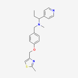 molecular formula C21H25N3OS B7037074 N-methyl-N-[[4-[(2-methyl-1,3-thiazol-4-yl)methoxy]phenyl]methyl]-1-pyridin-4-ylpropan-1-amine 