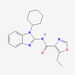 molecular formula C19H22N4O2 B7037286 N-(1-cyclohexylbenzimidazol-2-yl)-5-ethyl-1,3-oxazole-4-carboxamide 