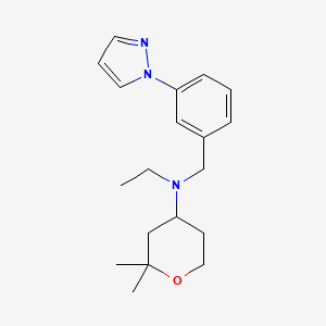 molecular formula C19H27N3O B7037315 N-ethyl-2,2-dimethyl-N-[(3-pyrazol-1-ylphenyl)methyl]oxan-4-amine 