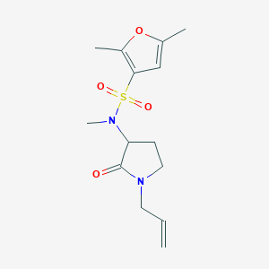 molecular formula C14H20N2O4S B7037461 N,2,5-trimethyl-N-(2-oxo-1-prop-2-enylpyrrolidin-3-yl)furan-3-sulfonamide 