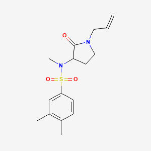 molecular formula C16H22N2O3S B7037474 N,3,4-trimethyl-N-(2-oxo-1-prop-2-enylpyrrolidin-3-yl)benzenesulfonamide 