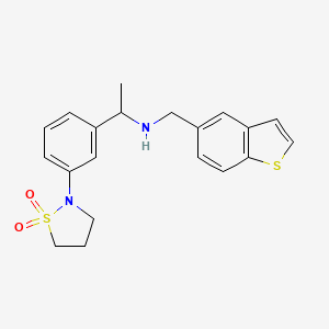 molecular formula C20H22N2O2S2 B7037585 N-(1-benzothiophen-5-ylmethyl)-1-[3-(1,1-dioxo-1,2-thiazolidin-2-yl)phenyl]ethanamine 