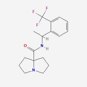 molecular formula C17H21F3N2O B7037637 N-[1-[2-(trifluoromethyl)phenyl]ethyl]-1,2,3,5,6,7-hexahydropyrrolizine-8-carboxamide 