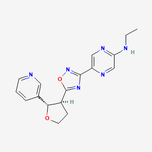 molecular formula C17H18N6O2 B7037661 N-ethyl-5-[5-[(2S,3S)-2-pyridin-3-yloxolan-3-yl]-1,2,4-oxadiazol-3-yl]pyrazin-2-amine 
