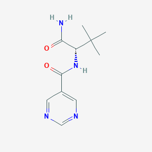 molecular formula C11H16N4O2 B7037770 N-[(2S)-1-amino-3,3-dimethyl-1-oxobutan-2-yl]pyrimidine-5-carboxamide 