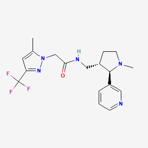 molecular formula C18H22F3N5O B7037899 N-[[(2R,3S)-1-methyl-2-pyridin-3-ylpyrrolidin-3-yl]methyl]-2-[5-methyl-3-(trifluoromethyl)pyrazol-1-yl]acetamide 