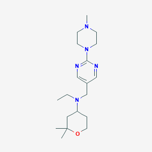 molecular formula C19H33N5O B7037948 N-ethyl-2,2-dimethyl-N-[[2-(4-methylpiperazin-1-yl)pyrimidin-5-yl]methyl]oxan-4-amine 