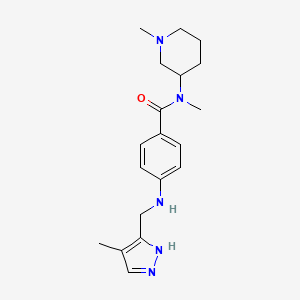 molecular formula C19H27N5O B7038000 N-methyl-N-(1-methylpiperidin-3-yl)-4-[(4-methyl-1H-pyrazol-5-yl)methylamino]benzamide 