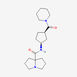 molecular formula C19H31N3O2 B7038019 N-[(1S,3R)-3-(piperidine-1-carbonyl)cyclopentyl]-1,2,3,5,6,7-hexahydropyrrolizine-8-carboxamide 
