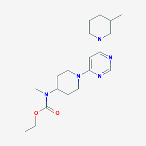 molecular formula C19H31N5O2 B7038171 ethyl N-methyl-N-[1-[6-(3-methylpiperidin-1-yl)pyrimidin-4-yl]piperidin-4-yl]carbamate 
