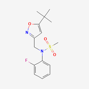 molecular formula C15H19FN2O3S B7038175 N-[(5-tert-butyl-1,2-oxazol-3-yl)methyl]-N-(2-fluorophenyl)methanesulfonamide 