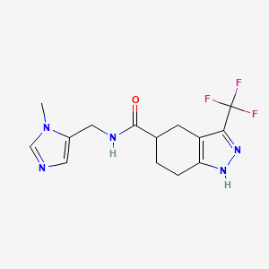 molecular formula C14H16F3N5O B7038179 N-[(3-methylimidazol-4-yl)methyl]-3-(trifluoromethyl)-4,5,6,7-tetrahydro-1H-indazole-5-carboxamide 
