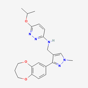 molecular formula C21H25N5O3 B7038334 N-[[3-(3,4-dihydro-2H-1,5-benzodioxepin-7-yl)-1-methylpyrazol-4-yl]methyl]-6-propan-2-yloxypyridazin-3-amine 
