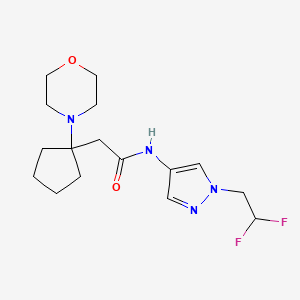 molecular formula C16H24F2N4O2 B7038352 N-[1-(2,2-difluoroethyl)pyrazol-4-yl]-2-(1-morpholin-4-ylcyclopentyl)acetamide 