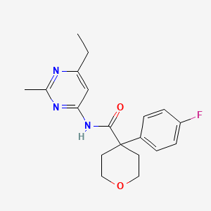 molecular formula C19H22FN3O2 B7038379 N-(6-ethyl-2-methylpyrimidin-4-yl)-4-(4-fluorophenyl)oxane-4-carboxamide 