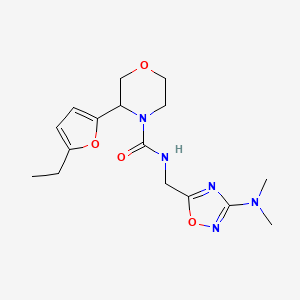 molecular formula C16H23N5O4 B7038386 N-[[3-(dimethylamino)-1,2,4-oxadiazol-5-yl]methyl]-3-(5-ethylfuran-2-yl)morpholine-4-carboxamide 