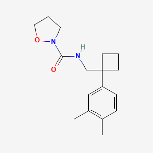 molecular formula C17H24N2O2 B7038427 N-[[1-(3,4-dimethylphenyl)cyclobutyl]methyl]-1,2-oxazolidine-2-carboxamide 