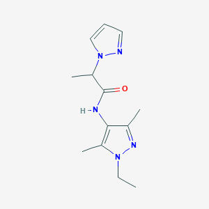 molecular formula C13H19N5O B7038451 N-(1-ethyl-3,5-dimethylpyrazol-4-yl)-2-pyrazol-1-ylpropanamide 
