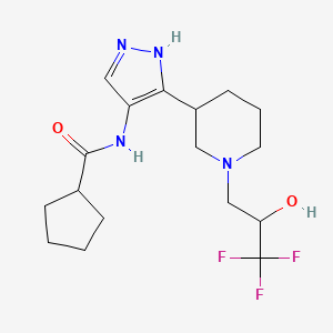 molecular formula C17H25F3N4O2 B7038477 N-[5-[1-(3,3,3-trifluoro-2-hydroxypropyl)piperidin-3-yl]-1H-pyrazol-4-yl]cyclopentanecarboxamide 