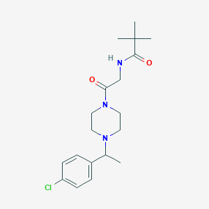 molecular formula C19H28ClN3O2 B7038485 N-[2-[4-[1-(4-chlorophenyl)ethyl]piperazin-1-yl]-2-oxoethyl]-2,2-dimethylpropanamide 