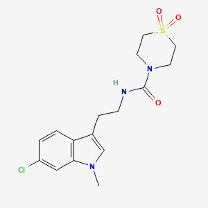 molecular formula C16H20ClN3O3S B7038820 N-[2-(6-chloro-1-methylindol-3-yl)ethyl]-1,1-dioxo-1,4-thiazinane-4-carboxamide 