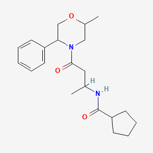 molecular formula C21H30N2O3 B7038881 N-[4-(2-methyl-5-phenylmorpholin-4-yl)-4-oxobutan-2-yl]cyclopentanecarboxamide 