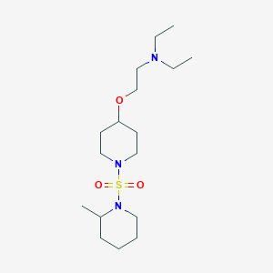 molecular formula C17H35N3O3S B7038975 N,N-diethyl-2-[1-(2-methylpiperidin-1-yl)sulfonylpiperidin-4-yl]oxyethanamine 