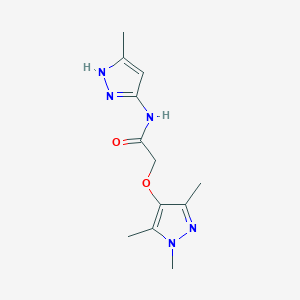 molecular formula C12H17N5O2 B7039086 N-(5-methyl-1H-pyrazol-3-yl)-2-(1,3,5-trimethylpyrazol-4-yl)oxyacetamide 