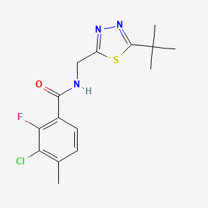 molecular formula C15H17ClFN3OS B7039121 N-[(5-tert-butyl-1,3,4-thiadiazol-2-yl)methyl]-3-chloro-2-fluoro-4-methylbenzamide 