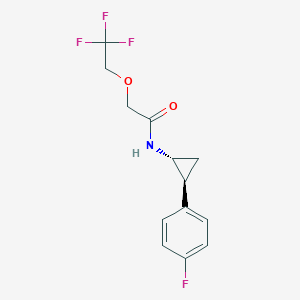 molecular formula C13H13F4NO2 B7039169 N-[(1R,2S)-2-(4-fluorophenyl)cyclopropyl]-2-(2,2,2-trifluoroethoxy)acetamide 