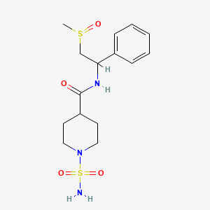 molecular formula C15H23N3O4S2 B7039435 N-(2-methylsulfinyl-1-phenylethyl)-1-sulfamoylpiperidine-4-carboxamide 