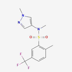 molecular formula C13H14F3N3O2S B7039576 N,2-dimethyl-N-(1-methylpyrazol-4-yl)-5-(trifluoromethyl)benzenesulfonamide 