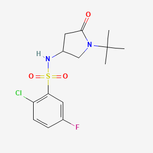 molecular formula C14H18ClFN2O3S B7039590 N-(1-tert-butyl-5-oxopyrrolidin-3-yl)-2-chloro-5-fluorobenzenesulfonamide 