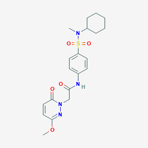 molecular formula C20H26N4O5S B7039750 N-[4-[cyclohexyl(methyl)sulfamoyl]phenyl]-2-(3-methoxy-6-oxopyridazin-1-yl)acetamide 