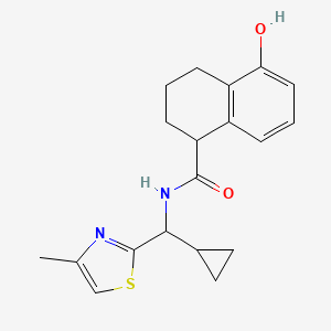 molecular formula C19H22N2O2S B7039799 N-[cyclopropyl-(4-methyl-1,3-thiazol-2-yl)methyl]-5-hydroxy-1,2,3,4-tetrahydronaphthalene-1-carboxamide 