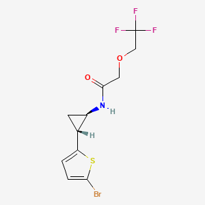 molecular formula C11H11BrF3NO2S B7039964 N-[(1R,2R)-2-(5-bromothiophen-2-yl)cyclopropyl]-2-(2,2,2-trifluoroethoxy)acetamide 