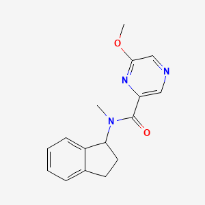 molecular formula C16H17N3O2 B7039972 N-(2,3-dihydro-1H-inden-1-yl)-6-methoxy-N-methylpyrazine-2-carboxamide 