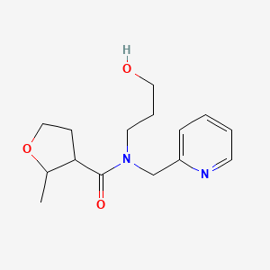 molecular formula C15H22N2O3 B7040001 N-(3-hydroxypropyl)-2-methyl-N-(pyridin-2-ylmethyl)oxolane-3-carboxamide 