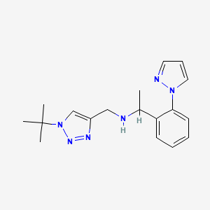 molecular formula C18H24N6 B7040193 N-[(1-tert-butyltriazol-4-yl)methyl]-1-(2-pyrazol-1-ylphenyl)ethanamine 