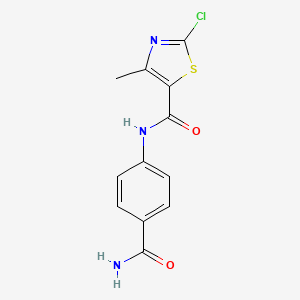 molecular formula C12H10ClN3O2S B7040229 N-(4-carbamoylphenyl)-2-chloro-4-methyl-1,3-thiazole-5-carboxamide 