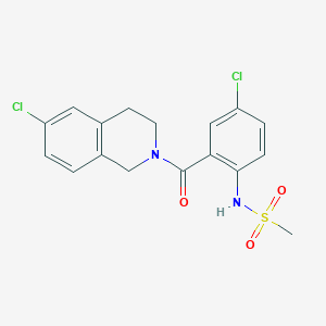 molecular formula C17H16Cl2N2O3S B7040243 N-[4-chloro-2-(6-chloro-3,4-dihydro-1H-isoquinoline-2-carbonyl)phenyl]methanesulfonamide 